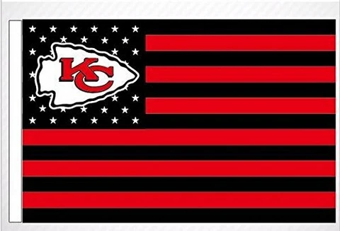 NFL Kansas City Chiefs Stars and Stripes Black Flag Banner 3X5 FT USA SHIPPING Cover