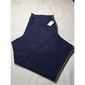Ulla Popken Hose Pants Damen Gr. 32 W dunkelblau rosegold Pull-On Stretch NEU - Bild 1 von 5