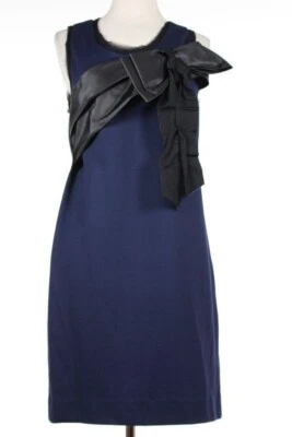 Vestido Thread Social Talla 4 Azul Marino Negro Sin Mangas Sobre la Rodilla Funda Cóctel Foto 1 de 4