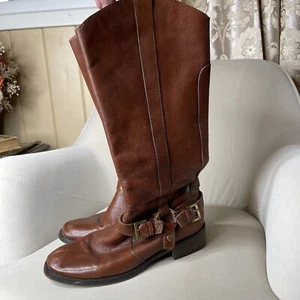 Miz Mooz Size 10 Brown Leather King Knee High Zip Side Riding Boots - Picture 1 of 5