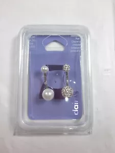 Claires 14G Stainless Steel Pearl Fireball Crystal Belly Rings - 2 Pack  CL8098 - Picture 1 of 1