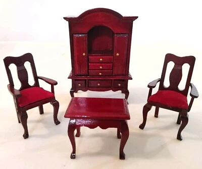 Miniature Dollhouse Furniture Lot Handmade Wooden, Mahogany/Cherry Look... - Image 1 of 4