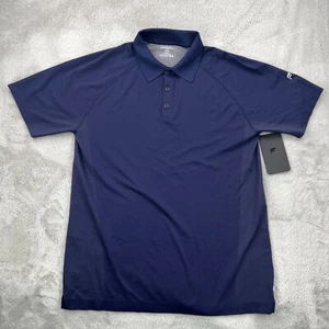 Fabletics The Training Day Polo Shirt Mens Large Blue Athletic Golf Stretch NWT - Picture 1 of 17