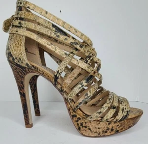 Kelsi Dagger Sydney Womens Size 8M Stillettos Caged Heels Shoes Leather Snake - Picture 1 of 8