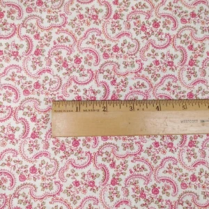 Vintage Stoff dünne Baumwolle 2,75 Yards Home Fashions rosa und grün geblümt - Bild 1 von 3