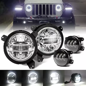 Chorme H4 LED Halo Headlights Combo for Jeep Wrangler JL for Gladiator 2018-2025 - Picture 1 of 13