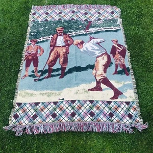Goodwin Weavers Golf Knit Throw Blanket Woven Tapestry 46x61 Golfer Golfing - Picture 1 of 3