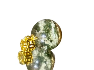 Chlorit Garten Quarz rund 24K Gold Vermeil über S925 Charm Anhänger E1399 - Bild 1 von 8