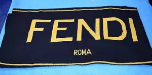 Fendi Roma wool cashmere Yellow Black Logo Scarf winter womens mens - Picture 1 of 4