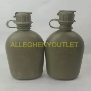 2 Pack US Military 1 Quart OD Hard Plastic Canteen, NBC Cap, Heavy Duty VGC - Picture 1 of 6