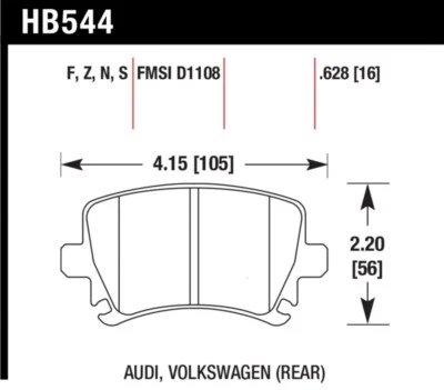 Hawk HB544F.628 Fits Audi A3 / A4 / A6 Quattro Hps Rear Brake Pads Performance - Image 1 of 2