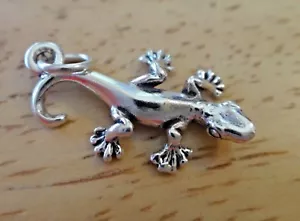 ¡Dije lagarto gecko plata esterlina 3D 20x13x4mm! fondo hueco - Imagen 1 de 5