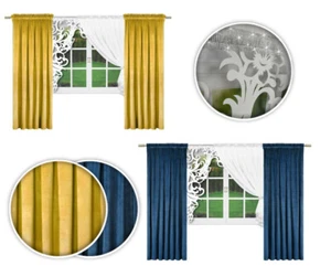 NUEVO Cortinas Exclusivas Cortina Prefabricada Voile Cortina 445x250 cm con Circonia - Imagen 1 de 6
