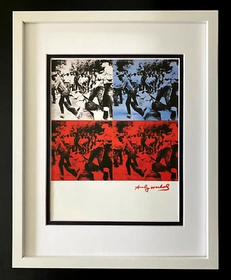 ANDY WARHOL + RARO ESTAMPADO ANTIDISTURBIOS FIRMADO 1984 ENMARAÑADO Y ENMARCADO Foto 1 de 3
