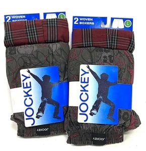 2 Packs (4 Pair) JOCKEY Boys Classic Woven Boxer Shorts Size L 28”-30” Waist New - Picture 1 of 5