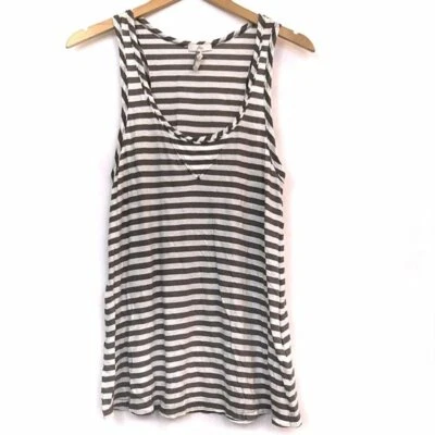 JOIE Scout Tank Gray White Striped 100% Pima Cotton Soft Sleeveless Top Small S - Image 1 of 4