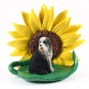 Bearded Collie Sunflower Figurine - Picture 1 of 2
