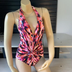 Kenneth Cole Pink Colorful Front Ruched One Piece Size Medium - Picture 1 of 8