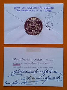 Roma 1963: Biglietto di ringraziamenti Autografo Mons. Costantino Spalletti - Foto 1 di 1