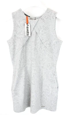 Superdry Riley Jacquard Vestido Mujer Grande Elástico sin Mangas Bolsillos Gris - Imagen 1 de 4