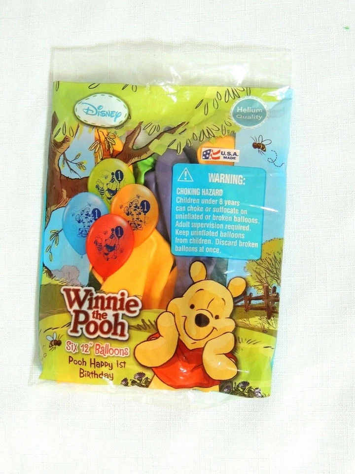 NEW  IN PKG. ~~DISNEY PIXAR -WINNIE THE POOH- SIX -12" BALLOON -PARTY SUPPLIES - Image 1 of 1