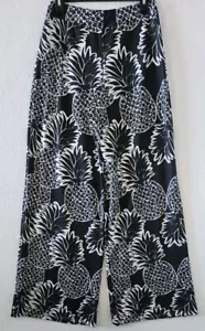 Lolly Wolly Pineapple Print Wide Leg Pants Size Large Tall - Picture 1 of 7