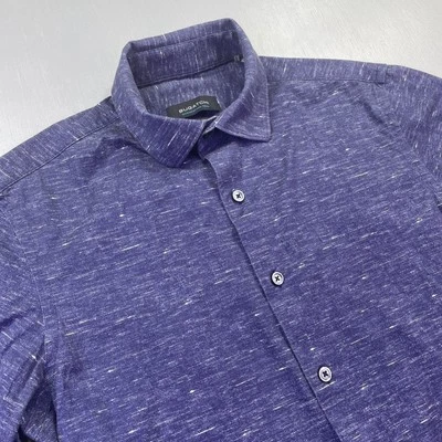 Bugatchi Shirt Mens Small OoohCotton 8 Way Stretch Business Casual Minimal Blue - Image 1 of 4