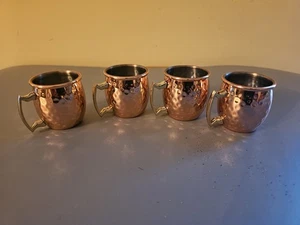 Set 4 Tazze in Vetro di Latta Colorate Rame Martellato Alto 2" - Foto 1 di 4
