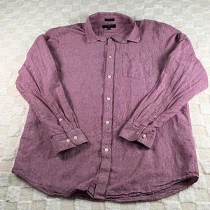 Banana Republic Men's Long Sleeve Linen Button Up Shirt Size XL Dark Pink - Picture 1 of 9