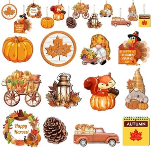 24 Stück Herbst Erntedankschmuck für kleine Bäume Holz, beidseitiger Druck Herbst - Bild 1 von 6