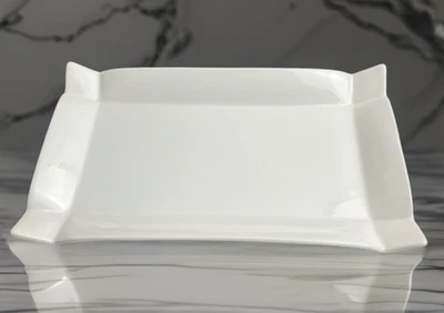 Pier 1 Rectangular Decorative Tray White Folded Look Corners 13" x 8" - Image 1 of 4