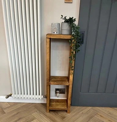 Rustic Pine Solid Wood Bench Side Table Lamp storage Stand Handmade in UK * - Image 1 of 2