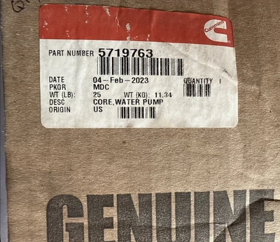 Cummins OEM Water Pump 5719763 4386576 QSX QSX15 ISX ISX15 NEW - Image 1 of 4