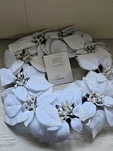 NEU weiß 14" Samt Weihnachtsstern Kranz von Valerie Parr Hill - Bild 1 von 6