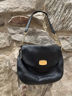 Michael Kors Bedford Black Pebbled Leather Crossbody Shoulder Bag - Image 1 of 4