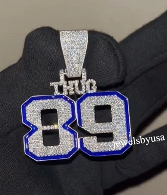 Colgante de diamante real personalizado para hombre de plata de ley 925 enchapado en rodio blanco 2 x 2" Foto 1 de 4