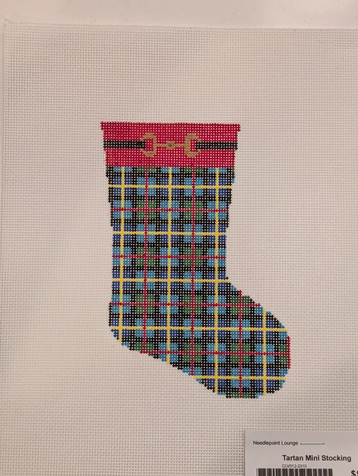 Tartan Mini Stocking by C'ate La Vie Needlepoint Canvas - Image 1 of 1