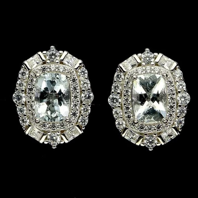 925纯银耳环椭圆形海蓝宝石7x5毫米天然宝石首饰 — 第 1/4 张图片