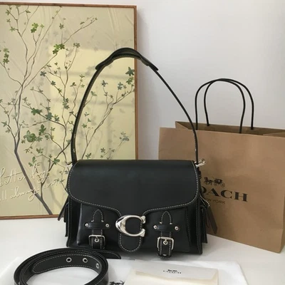 Bolso de hombro COACH CT721 Western Tabby cuero granulado negro para mujer - Imagen 1 de 4