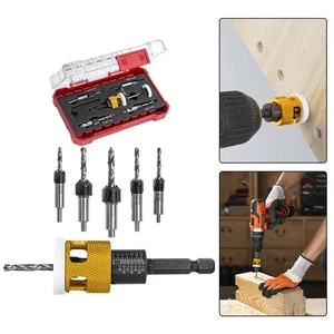 Adjustable Depth Stop 5 Pcs Countersink Drill Bits for Professional Use - Picture 1 of 12