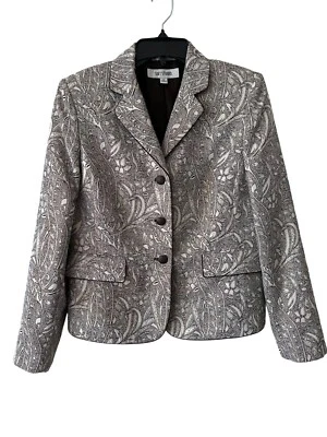 Chaqueta Blazer Traje Studio Metálica Plateada Paisley Estampado Sencillo Pecho Talla 1 Foto 1 de 4