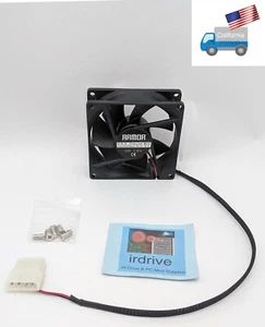 Ventilateur boîtier de refroidissement Evercool noir 80 mm 4 broches Molex 12 V pour refroidisseur de disque dur Armor - Photo 1/10