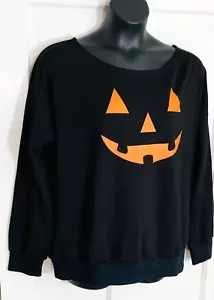 women's Roshop Halloween loose sweatshirt size XL black print long sleeve polyes - Picture 1 of 10