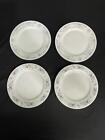 Set Of 4 Tian Jin Ceramics Fine China Salad Plates White With Floral Pattern