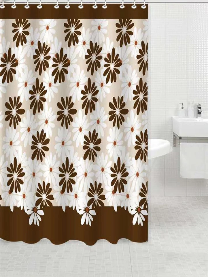 Cortina de baño de ducha lavable duradera de tela de microfibra floral, 83003 Foto 1 de 1