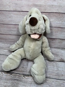 Vintage 1981 Ganz Bros WRINKLES Hand Puppet 15” Plush Puppy Dog Gray - Picture 1 of 9