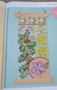 Winter Flowers Wall Panel Holly Snowdrops Lenten Rose Cross Stitch Chart Only - Picture 1 of 1