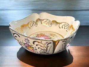 Joli Petit Saladier Vide Poche Porcelaine Motif Fleural Rinceaux Et Décors-mains - Bild 1 von 17