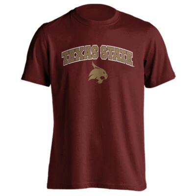 Texas State University Bobcats Arched Text with Mascot Tee Short Sleeve T-Shirt - Image 1 of 2