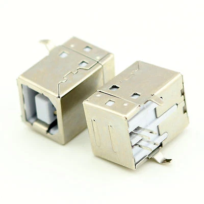 100pcs USB 2.0 Type B Female Jack 4 Pin 90 Degree PCB DIP Socket Connector - Image 1 of 4